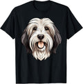 Cute Bearded Collie Face Cartoon Puppy Dog Lover T-Shirt
