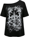 Women's Off The Shoulder Tops Graphic Tees Y2k Vintage Gothic Oversized T Shirts Streetwear
