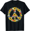 Hippie Peace Sign 60s 70s Retro Groovy Flowers Floral T-Shirt