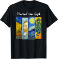 Famous Van Gogh Paintings Art Starry Night Flowers Portrait T-Shirt