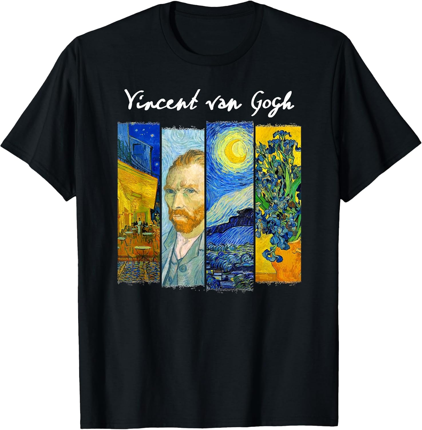 Famous Van Gogh Paintings Art Starry Night Flowers Portrait T-Shirt