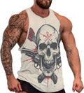 Graphic Tees for Men Skull Tank Tops for Men Sleeveless Cotton Shirts for Men Over Sized Cutoff Shirts for Men Quick Dry Bodybuilding Tank Tops for Men Muscle Shirts 3XL