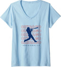 Women's Chicago Baseball Minimalist Classy Player Baseball Lover V-Neck T-Shirt