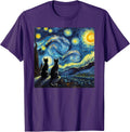 Black Cats Lover Starry Night Van Gogh T-Shirt
