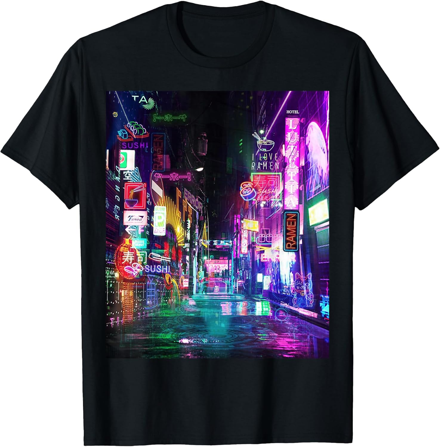 Cyberpunk City Sci Fi Night Tokyo Japan Urban Noir Dystopia T-Shirt
