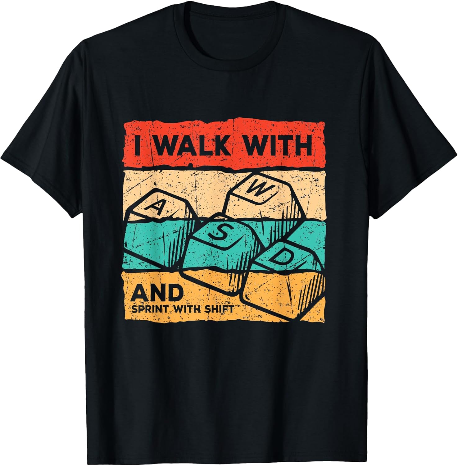 WASD PC Gamer Present Video Gaming Vintage Game Keyboard T-Shirt