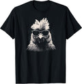 Cool Chicken with Sunglasses Sketch Punk Stencil Rooster T-Shirt