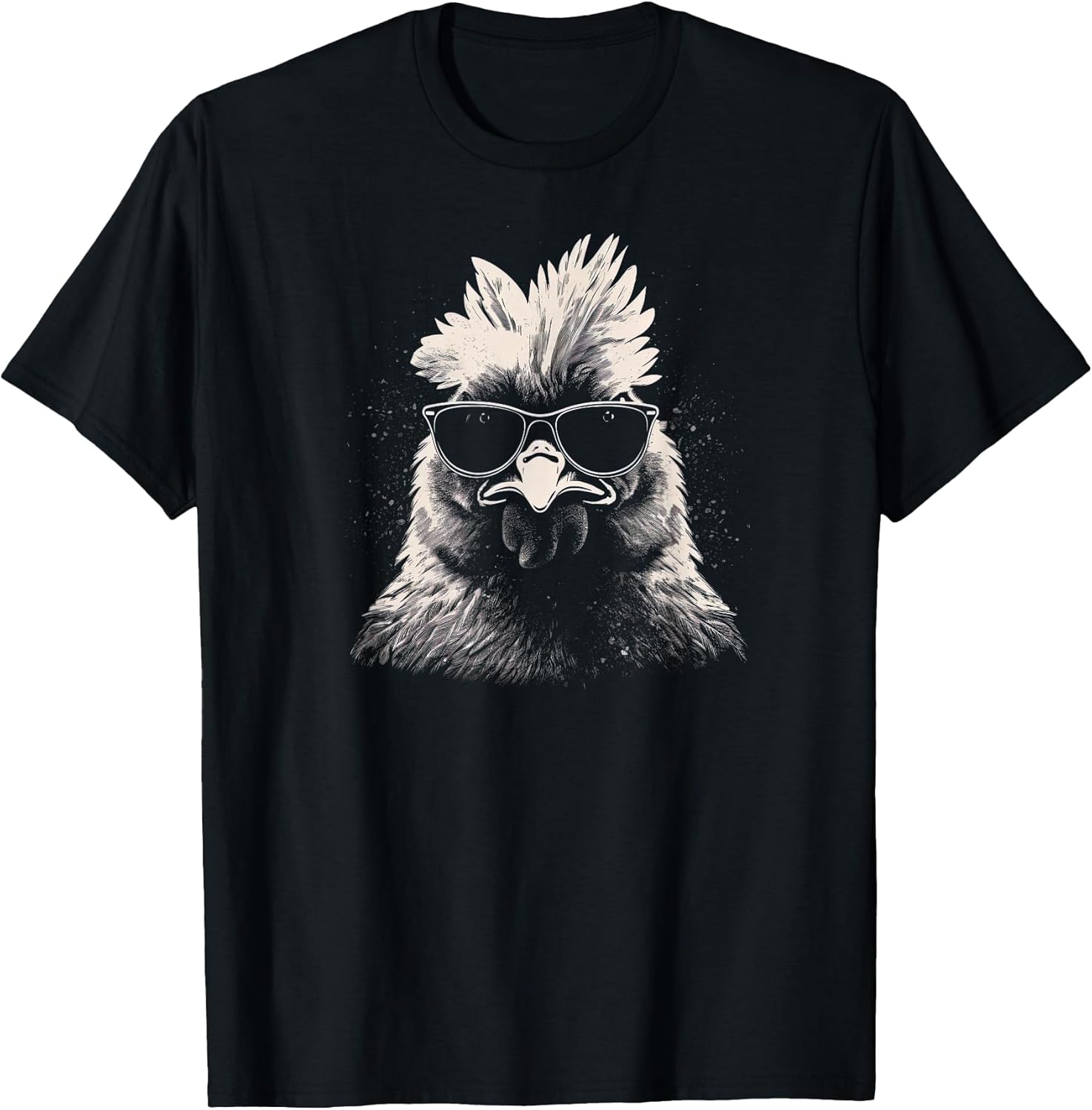 Cool Chicken with Sunglasses Sketch Punk Stencil Rooster T-Shirt
