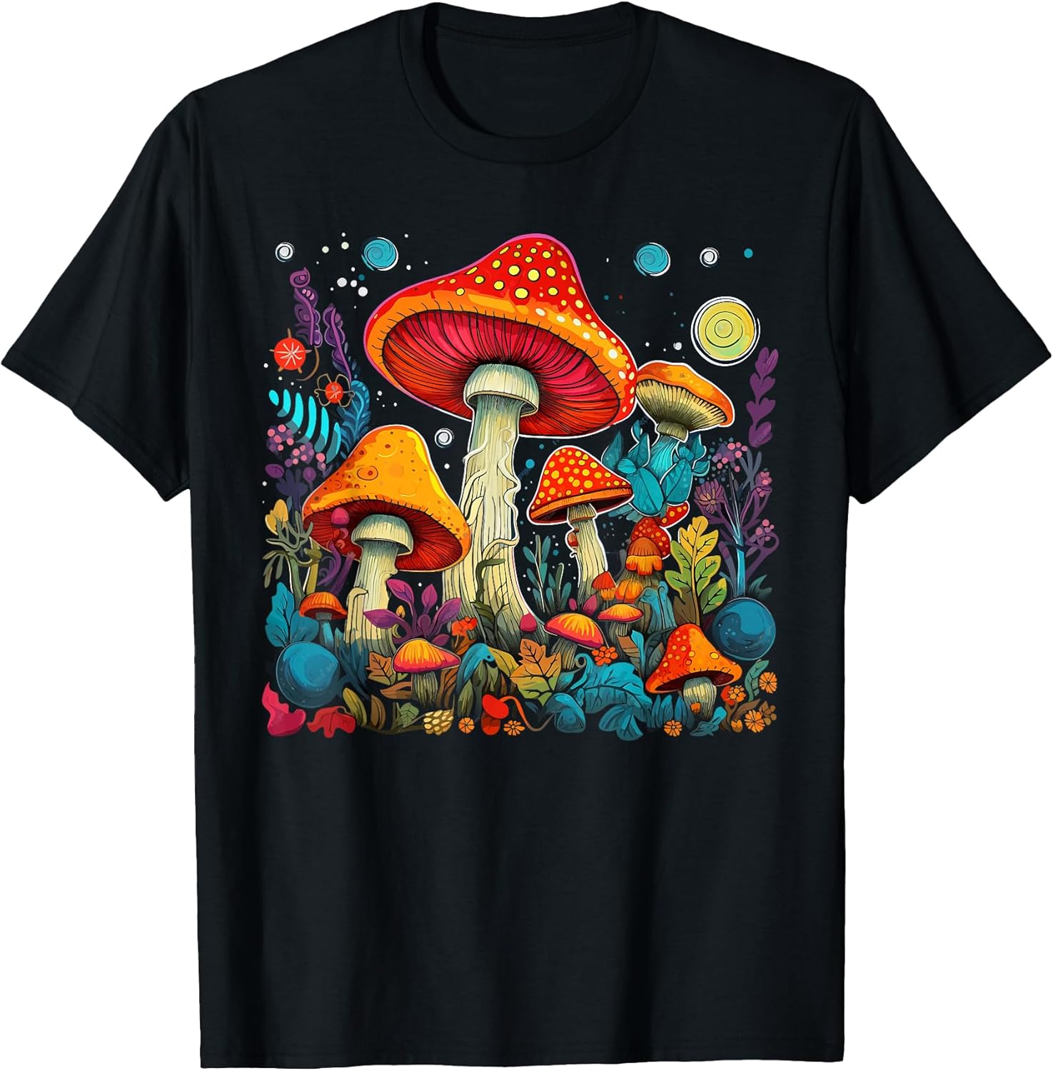 Hippie Mushrooms Psychedelic Forest Fungi Festival T-Shirt