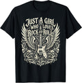 Rock Band Just a Girl Who Loves Rock and Roll Guitar T-Shirt