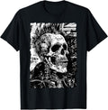 Vintage Graffiti Biker Rocker Skeleton Punk Horror Skull T-Shirt