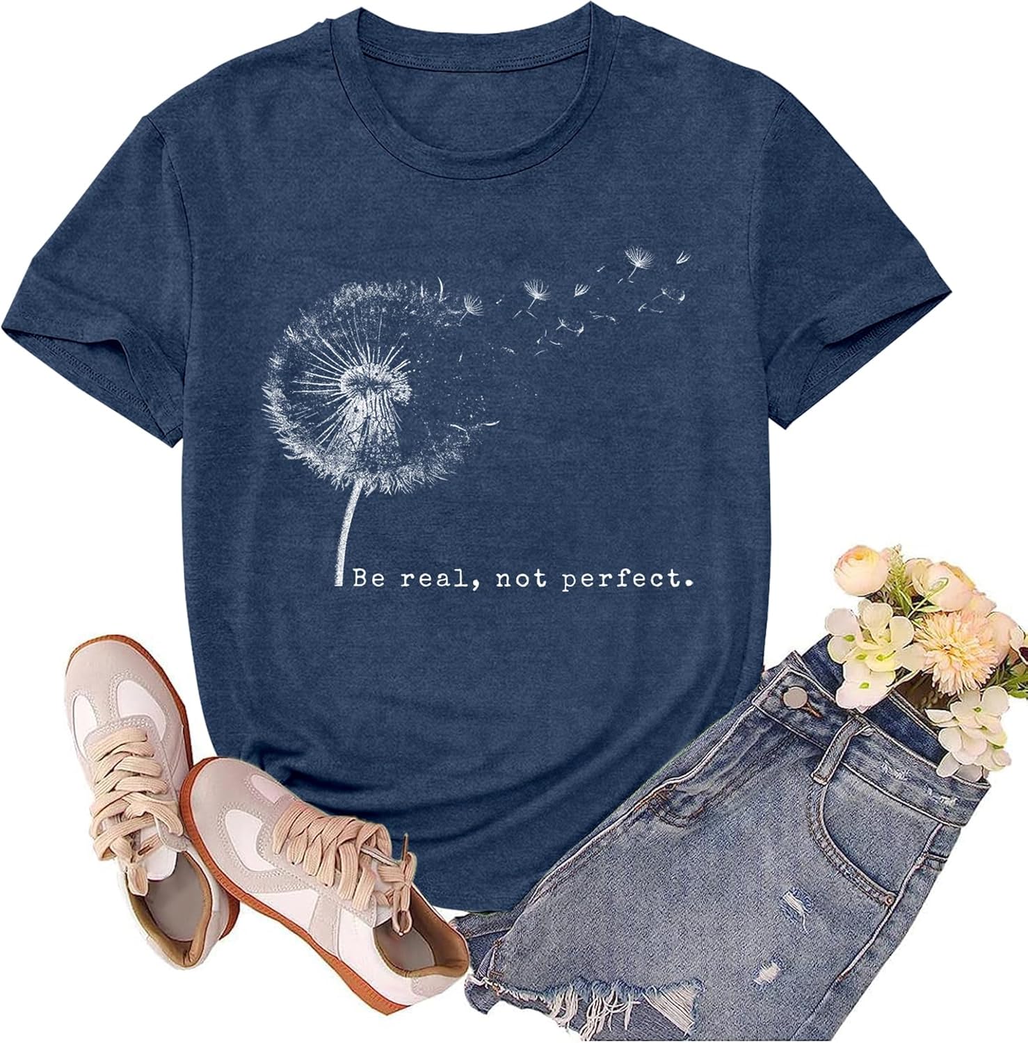 Motivational Shirts for Women Be Real Not Perfect Tshirts Inspirational Tee Tops
