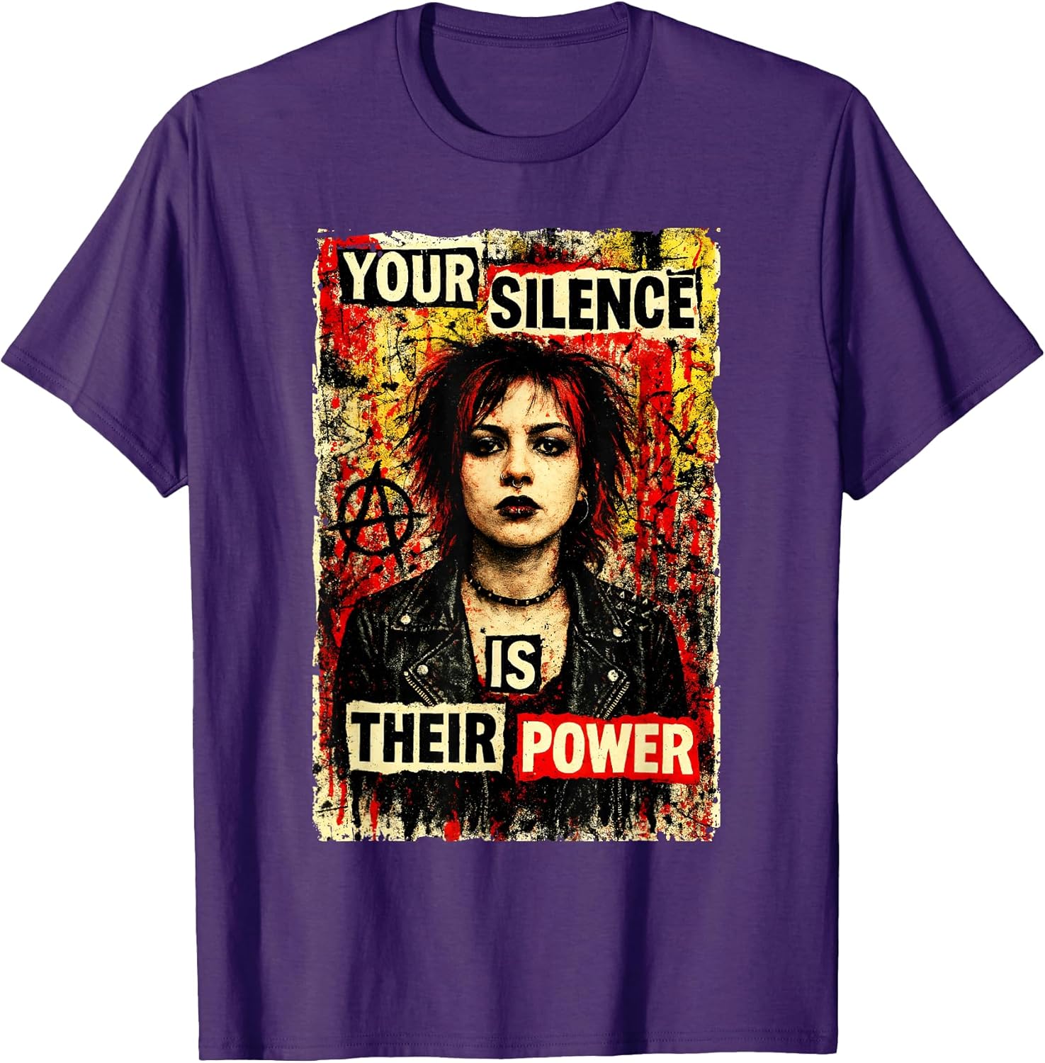 Punk Girl 90s Grunge Urban Street Art Vintage Distressed T-Shirt