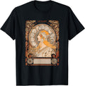 Womens Vintage Bohemian Design in Art Nouveau Style, Mucha T-Shirt