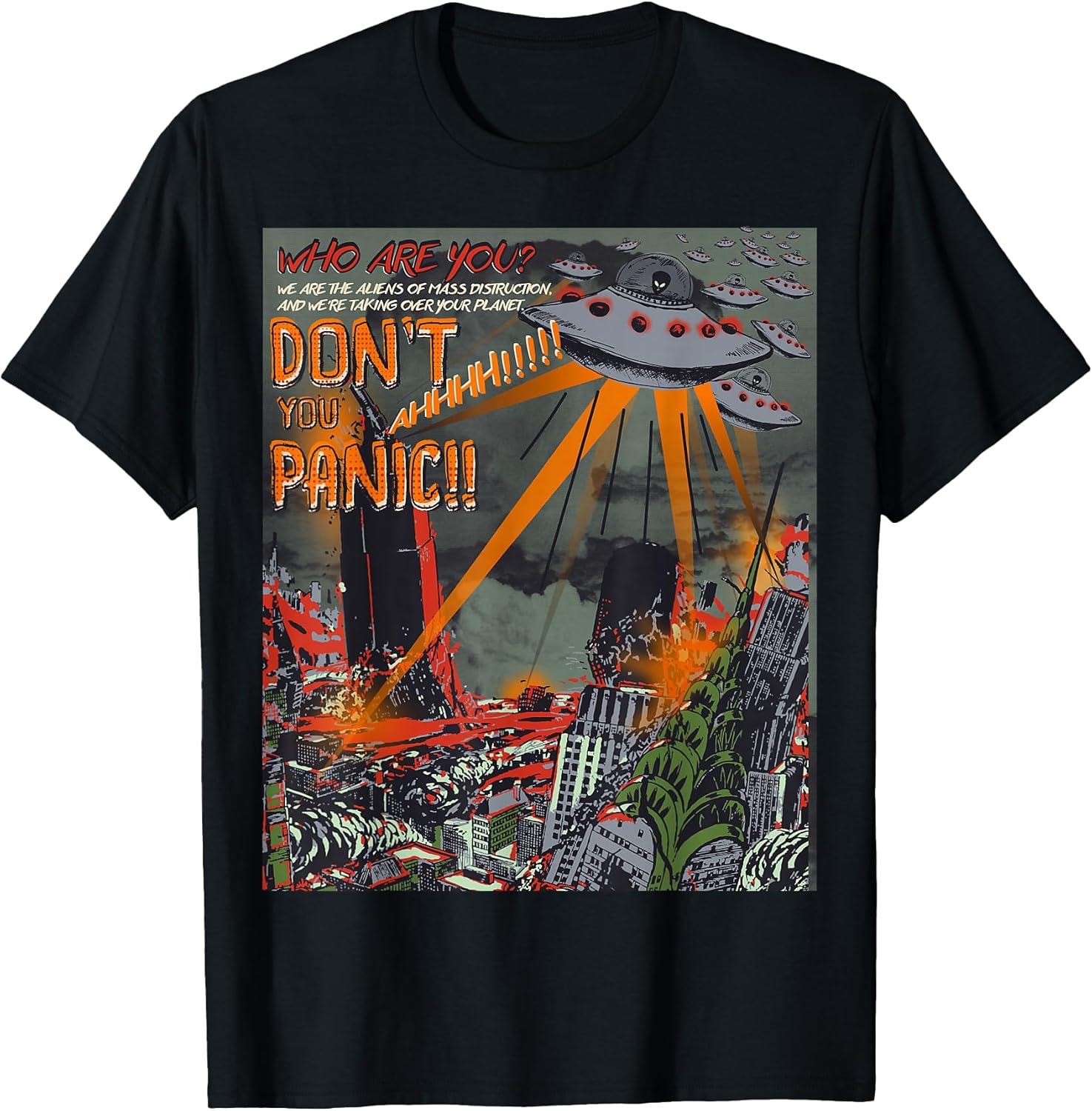 Sci-Fi Clothing Panic Ufo Alien Julib Graphic Tees