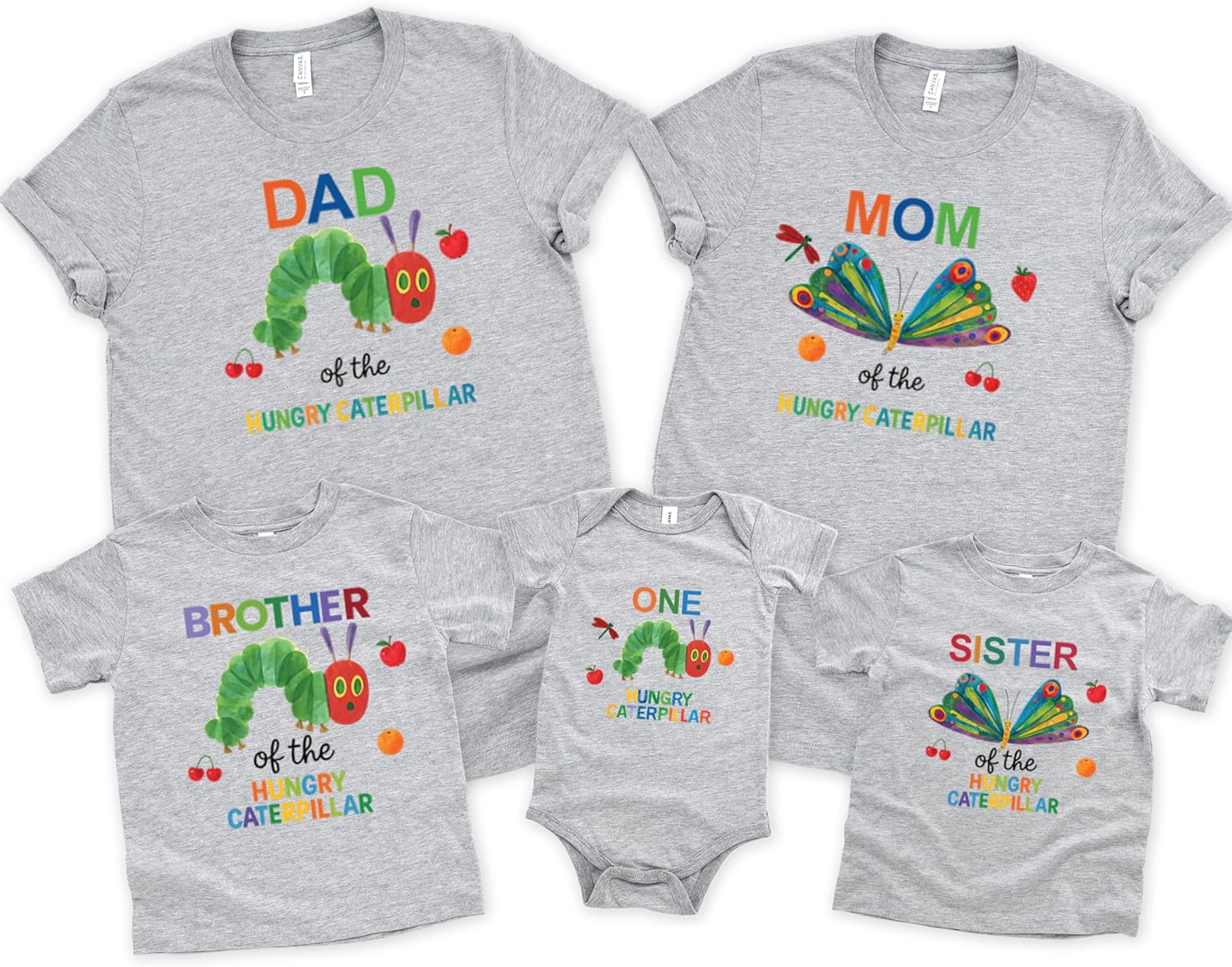 Custom Caterpillar Birthday Family Shirts, One Birthday Outfit, Caterpillar Mom Dad Brother Sister Matching Party Set Multi
