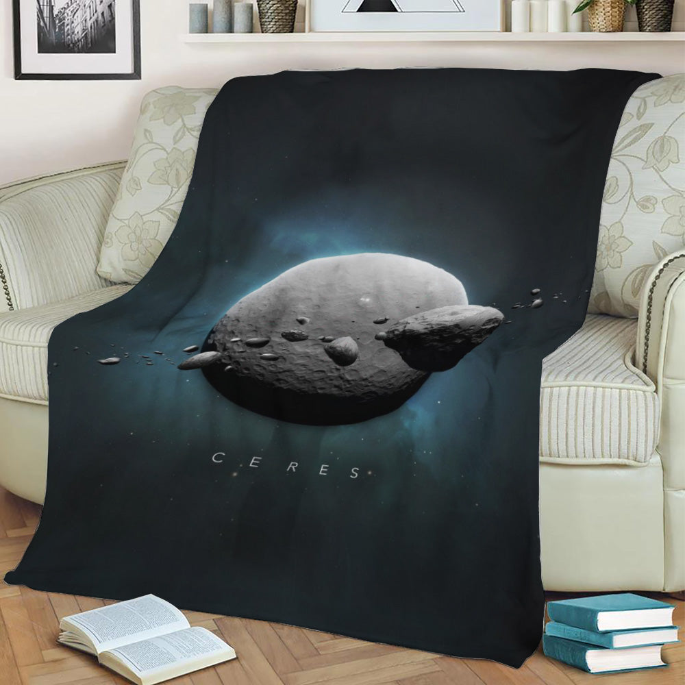 A Portrait of the Solar System Ceres Fleece Throw Blanket