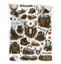 Personalized Hunting Dad Blanket, Custom Camo Deer Hunting Throw, Hunter Dad Gift, Outdoor Cabin Decor, Father’s Day Blanket, Dad Christmas Gift