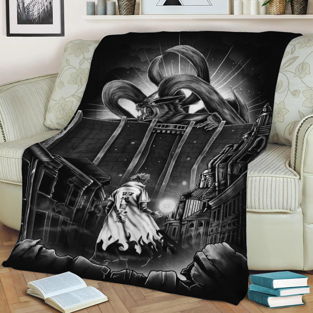 Attack on Kyubi Fleece Throw Blanket