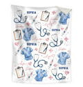 Personalized Nurse Blanket, Custom Nursing Gift, Watercolor Nurse Scrubs Stethoscope Throw, Nurse Graduation Gift, RN LPN Gift
