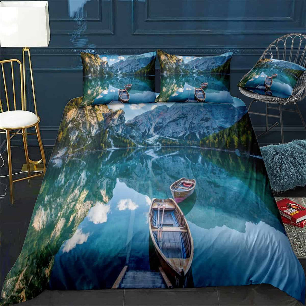 Beautiful Mountain Lake Bedding Set (Duvet Cover & Pillow Shams)