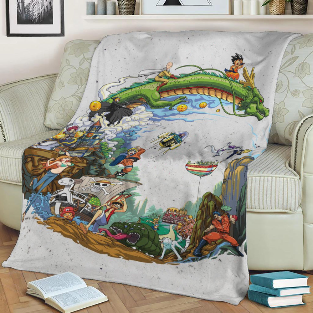 Anime Manga Heroes Fleece Throw Blanket