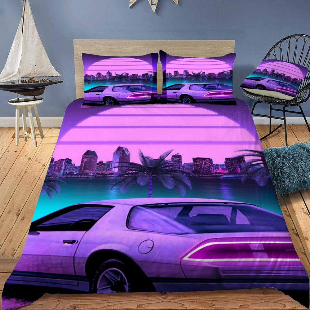 Camaro Synthwave Bedding Set (Duvet Cover & Pillow Shams)