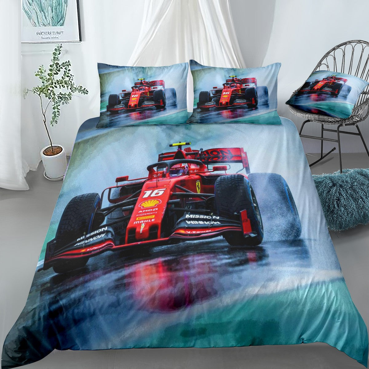 Charles Leclerc racing Bedding Set (Duvet Cover & Pillow Shams)
