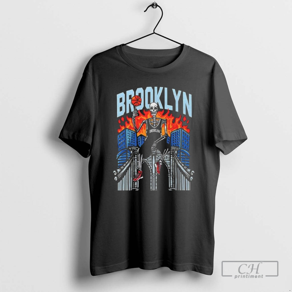 Classic Nice Brooklyn Basketball Skeleton City Fire Shirt Sweater