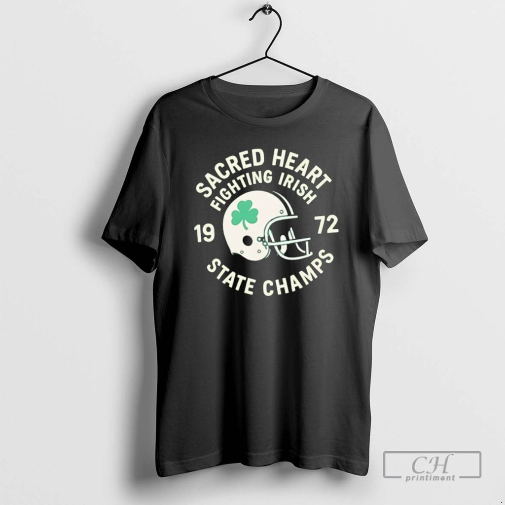 Classic Sacred Heart Fighting Irish State Champs 1972 Helmet Football Shirt Sweater