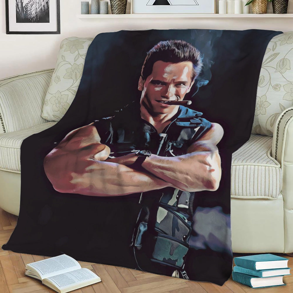 Commando Schwarzenegger Fleece Throw Blanket
