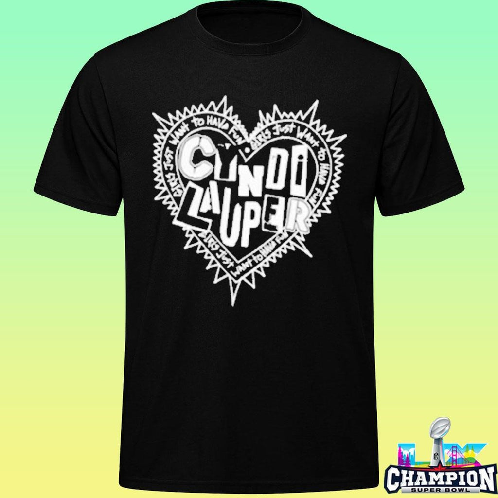Cyndi Lauper Faded Black Punk Heart Shirt
