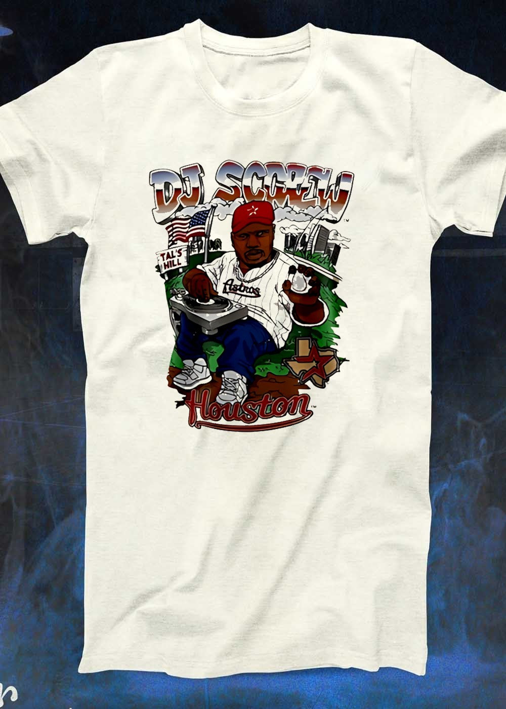DJ Screw Houston Tal’s Hill Astros DJing with Baseball T-Shirt