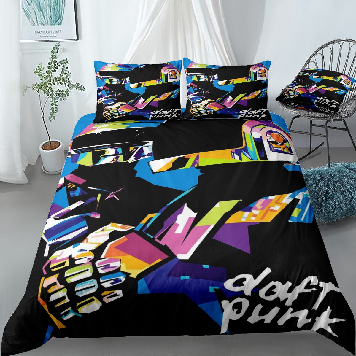 Daft Punk Popart Bedding Set (Duvet Cover & Pillow Shams)