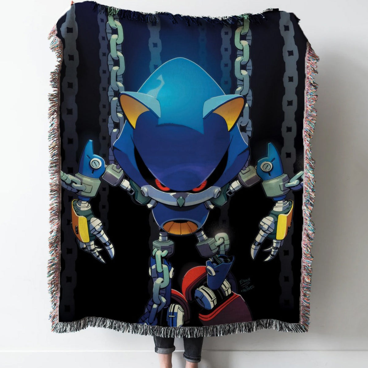 Dark Sonic Woven Tapestry Throw Blanket with Fringe