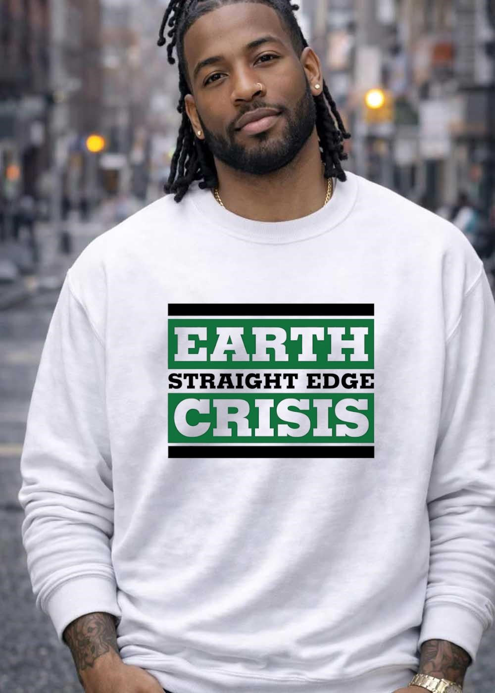 Earth Straight Edge Crisis Green Logo T-Shirt