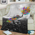 Elephant play with paint Fleece Throw Blanket