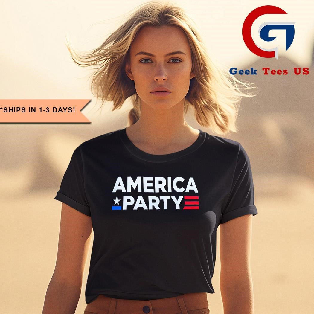 Elon Musk wearing America party shirt