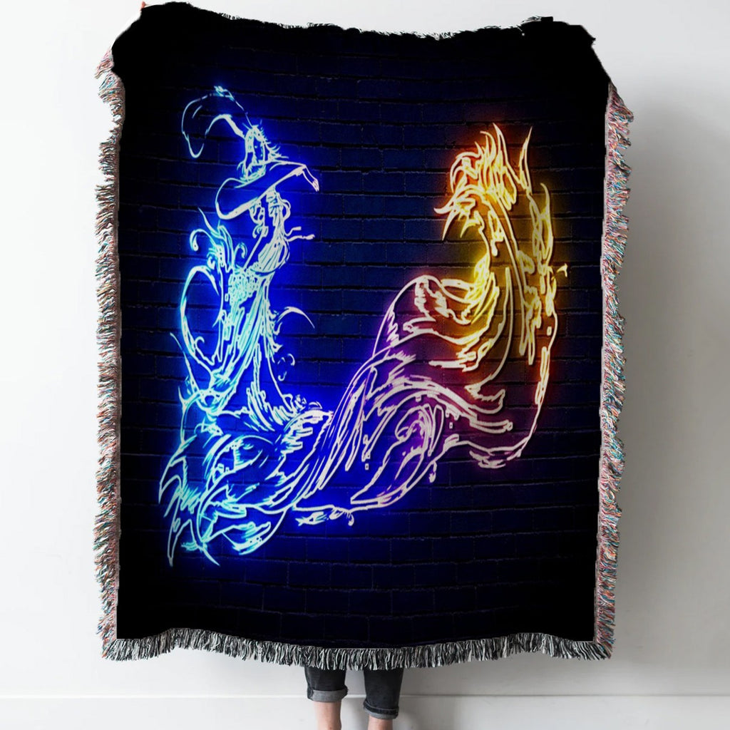Final Fantasy X Neon Woven Tapestry Throw Blanket with Fringe