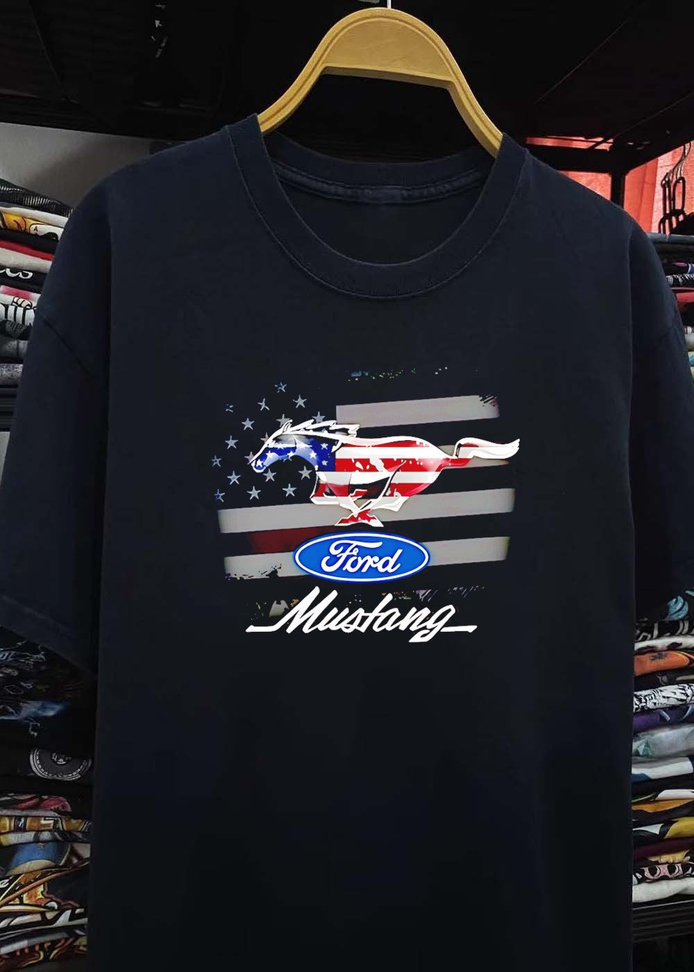 Ford Mustang American Flag T-Shirt