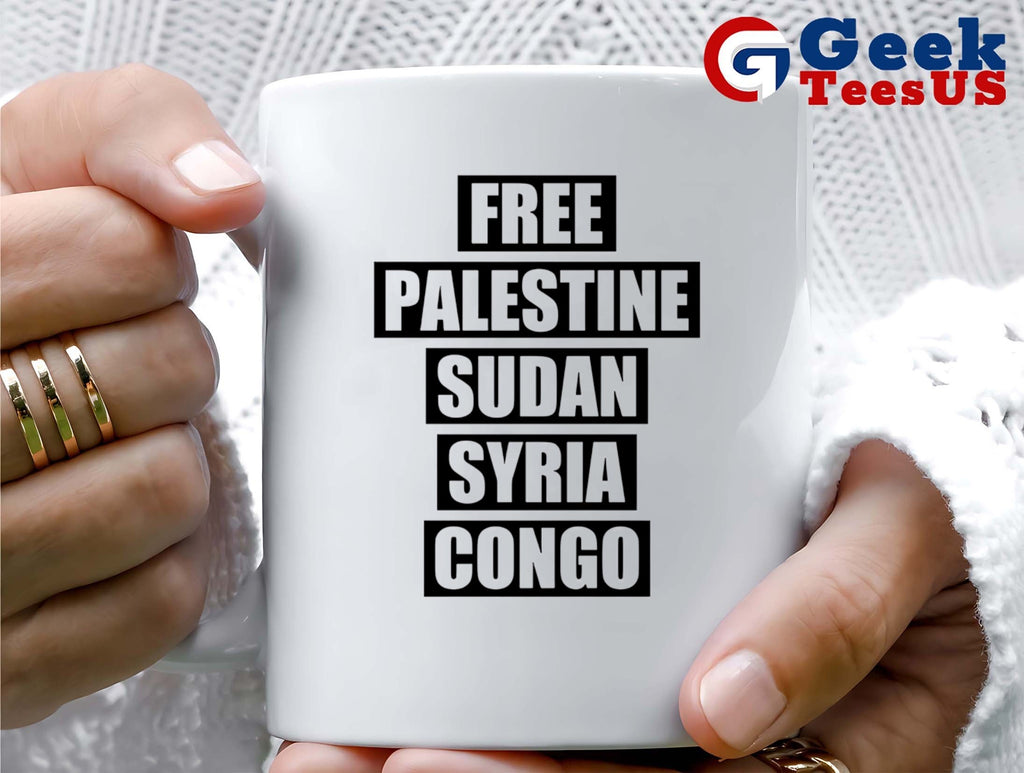 Free palestine Sudan Syria Congo T-shirt