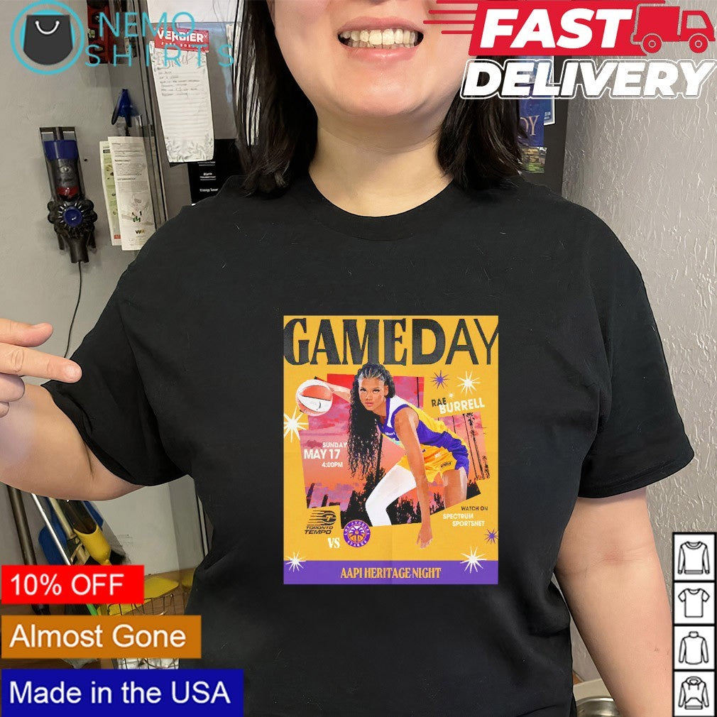 Gameday Rae Burrell Los Angeles Sparks vs Toronto Tempo AAPI Heritage night shirt