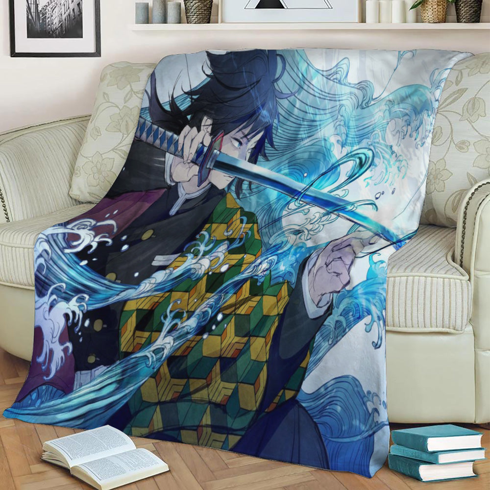 Giyuu Tomioka Fleece Throw Blanket