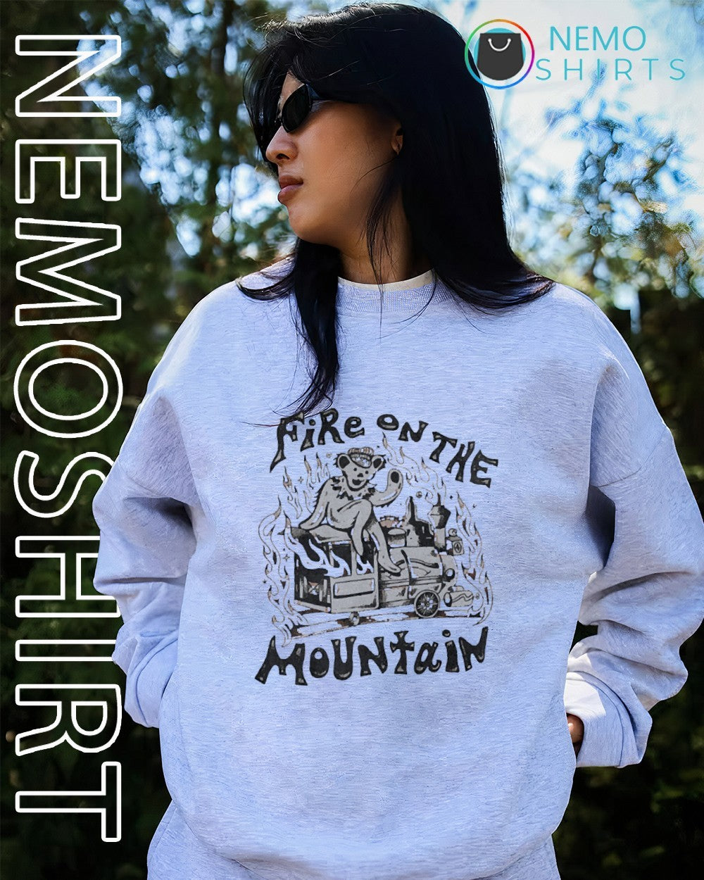 Grateful Dead dancing bear fire on the mountain shirt