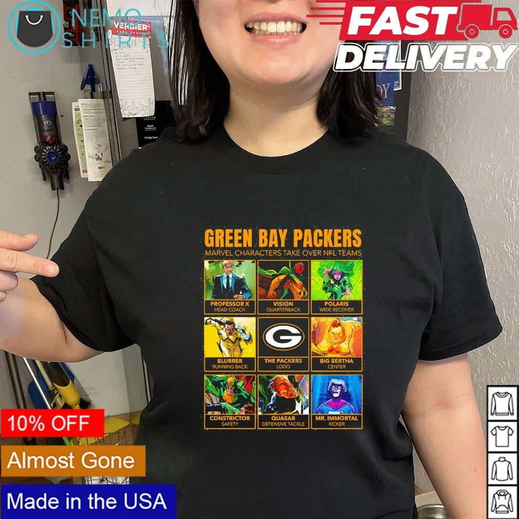 Green Bay Packers Marvel characters take over NFL teams characters shirt