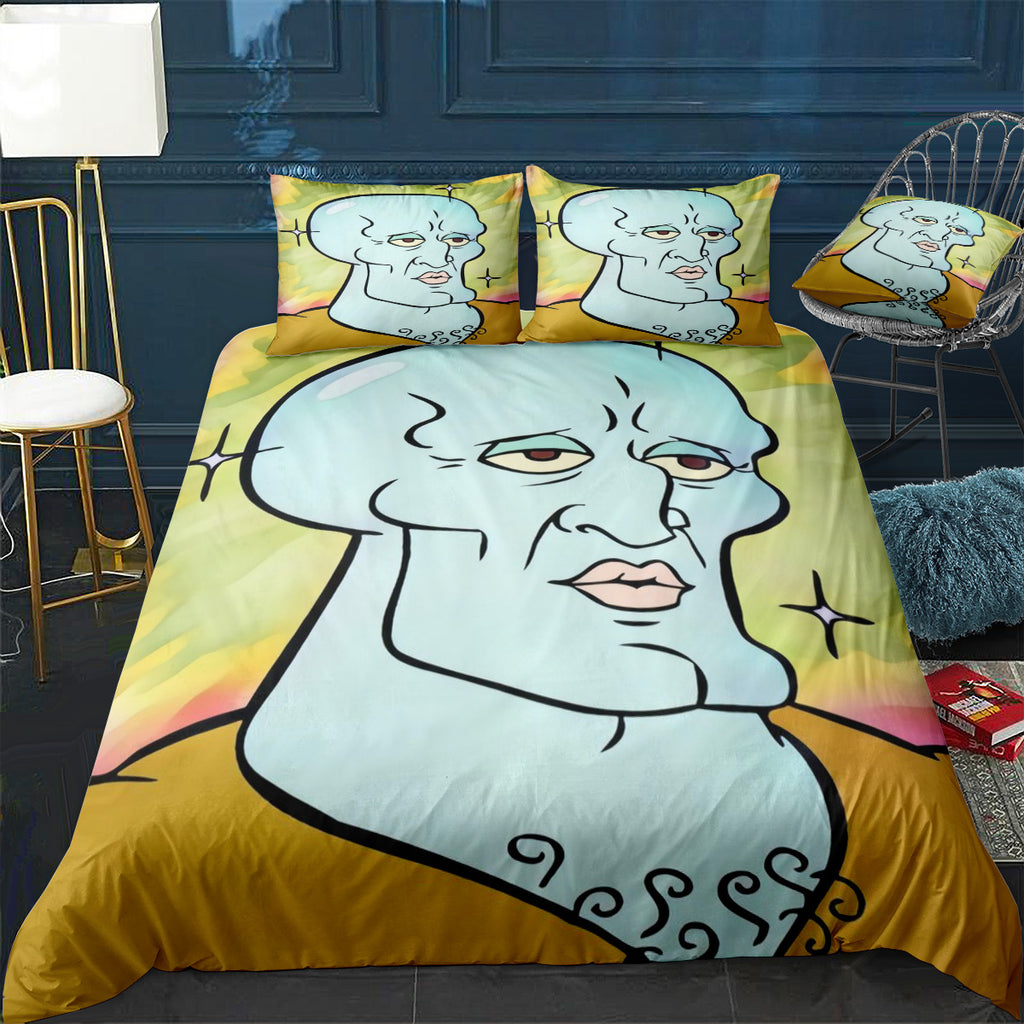 Handsome Squidward Bedding Set (Duvet Cover & Pillow Shams)