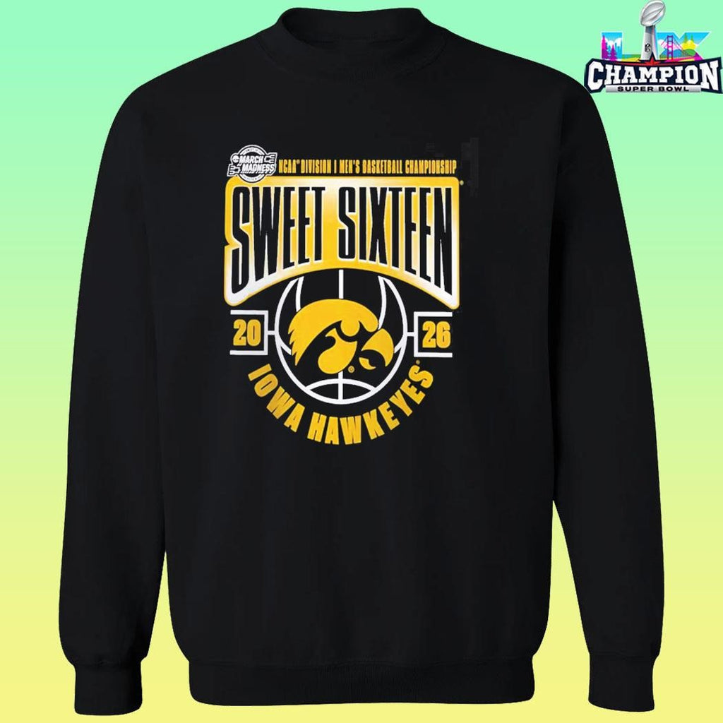 Iowa Hawkeyes Men’s Basketball 2026 Ncaa March Madness Sweet 16 Shirt