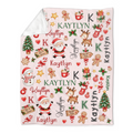 Personalized Christmas Baby Name Blanket, Santa Reindeer Snowman Blanket, Toddler Kids Christmas Blanket, Christmas Swaddle Blanket