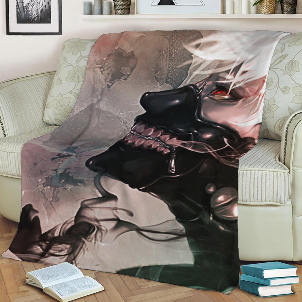 Ken Kaneki Fleece Throw Blanket