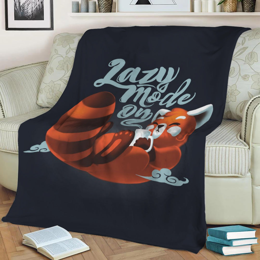 Lazy Mode Red Panda Fleece Throw Blanket